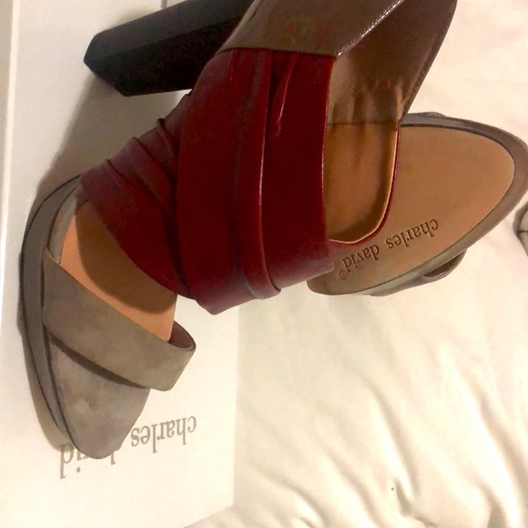 Charles David Sofian Heeled Sandals Dark Taupe - Picture 2 of 6